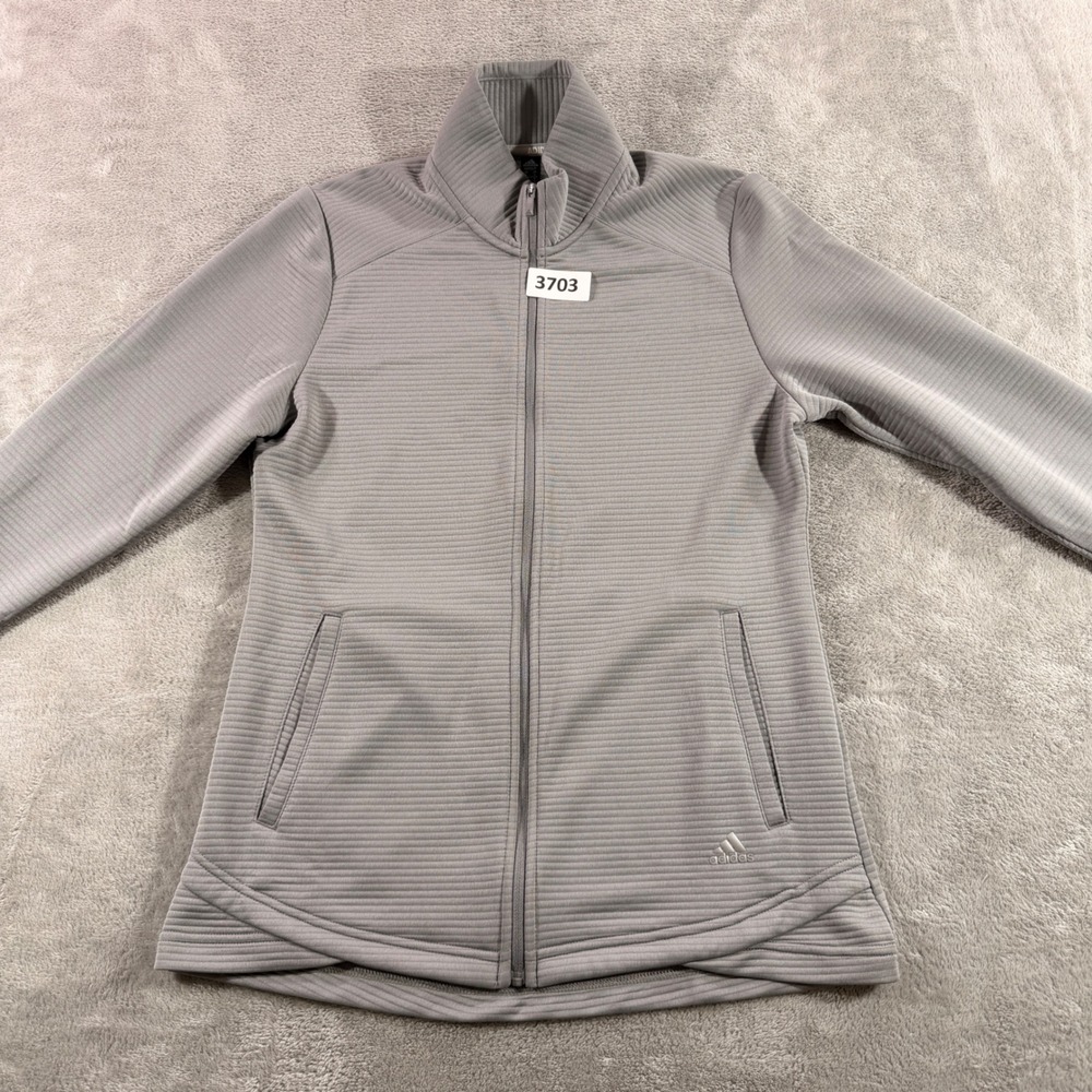 Adidas Golf Jacket Womens Small Gray Full Zip Textured‎ Ribbed ADVS20W006